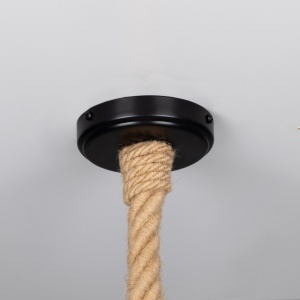 Jute Rope Pendant Light with Vintage Brass Shade 30cm IP65
